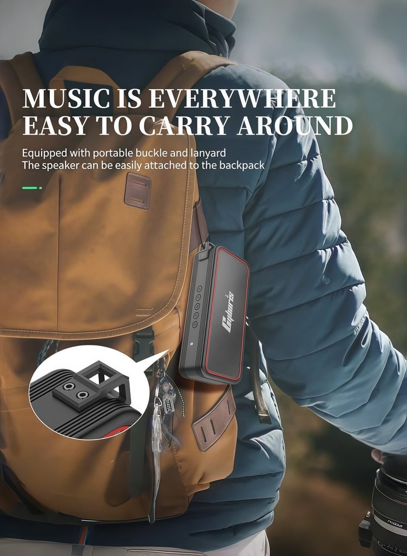 سايبوريس مكبر صوت بلوتوث محمول CYBORIS، مكبرات صوت لاسلكية بصوت عالي الدقة 20 وات، مقاومة للماء IPX7، بلوتوث V5.3، إقران ستيريو مزدوج، 30 ساعة تشغيل للمنزل، الهواء الطلق، السفر، الحفلات، الشاطئ - Image 3